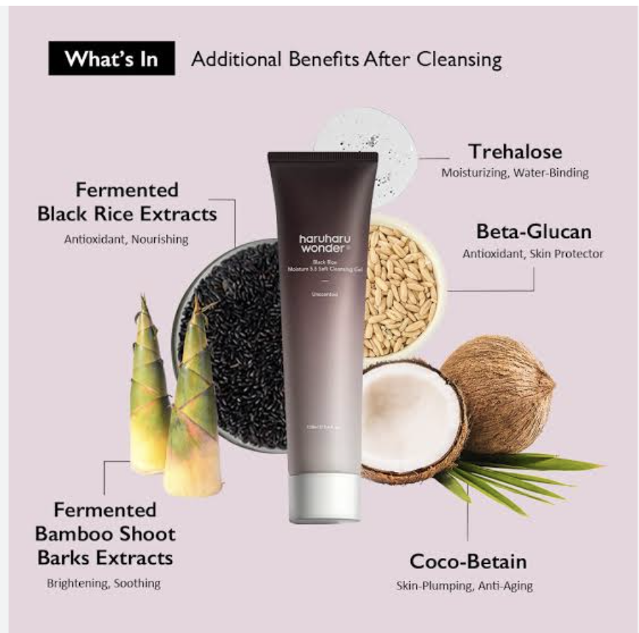HaruHaru Wonder Black Rice Moisture 5.5 Soft Cleansing Gel 100ml - Face Wash / Cleansers / Micellar Cleansing Water skincare product